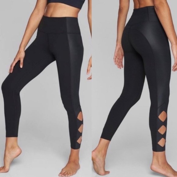 Athleta Pants - Athleta Black Cobra Leggings Diamond Cut Out Tight